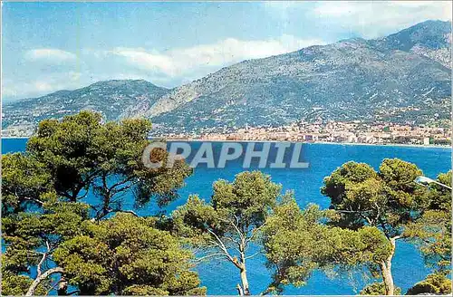 Moderne Karte Menton (Alpes Maritimes) Vue generale sur la Ville et l'Italie prise du Cap Martin Les Sites Mer
