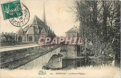 Cartes postales Nemours Le Pont et l'Eglise
