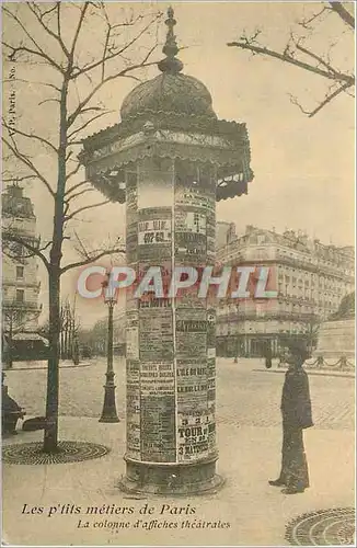 REPRO Les p'tits metiers de Paris La colonne d'affiches theatrales