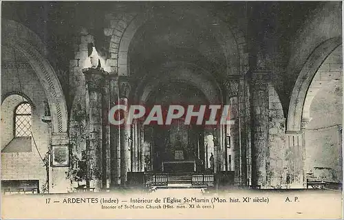 Cartes postales Ardentes (Indre) Interieur de l'Eglise St Martin (Mon hist XIe siecle)