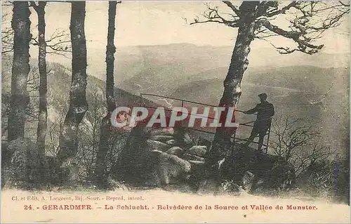 Cartes postales Gerardmer La Schlucht Belvedere de la Source et Vallee de Munster