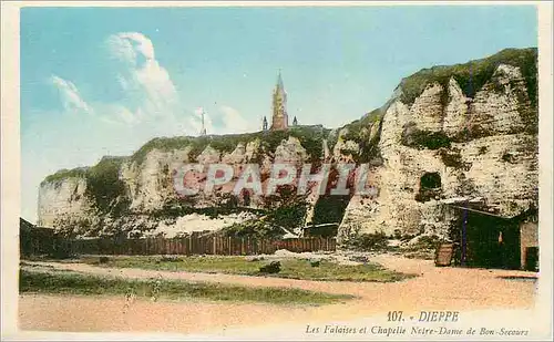 Cartes postales Dieppe Les Falaise et Chapelle Notre Dame de Bon Secours