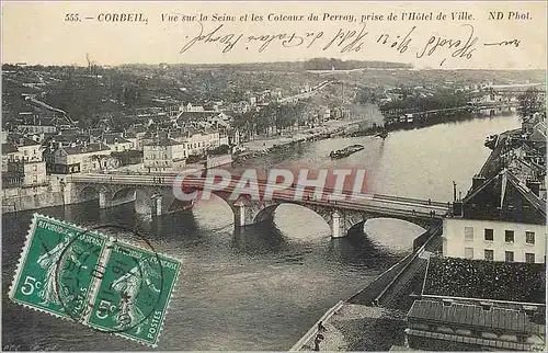 Cartes postales Corbeil Vue sur la Seine et les Coteaux du Perray prise de l'Hotel de Ville