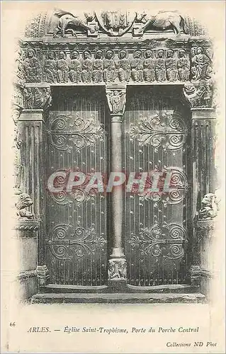 Cartes postales Arles Eglise Saint Trophisme Porte du Porche Central (carte 1900)