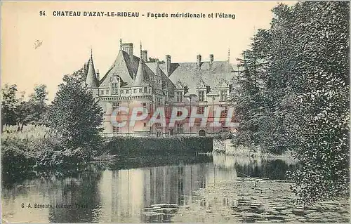 Cartes postales Chateau d'Azay Le Rideau Facade meridionale et l'Etang