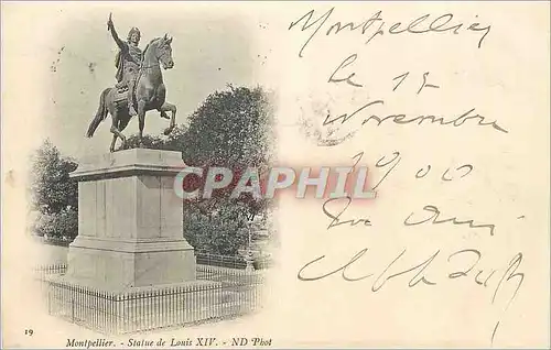 Ansichtskarte AK Montpellier Statue de Louis XIV (carte 1900)