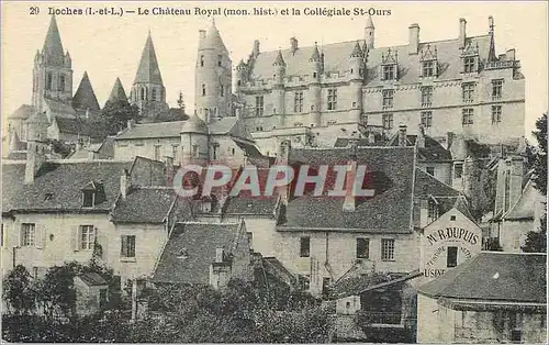Cartes postales Loches (I et L) Le Chateau Royal (mon hist) et la Collegiale St Ours