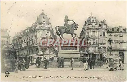 Ansichtskarte AK Orleans La Place du Martroi Jeanne d'Arc par Foyalier (tramway)