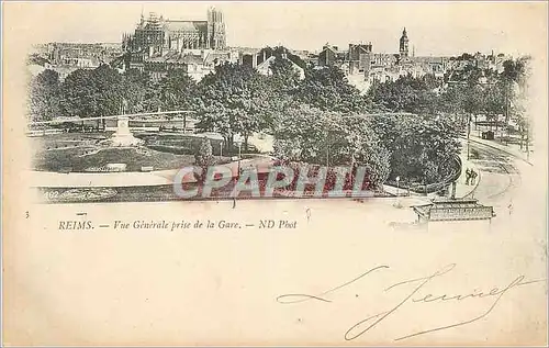 Cartes postales Reims Vue Generale prise de la Gare (carte 1900)
