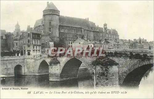 Cartes postales Laval Le Vieux Pont et le Chateau tels qu'ils etaient au XVIIIe siecle