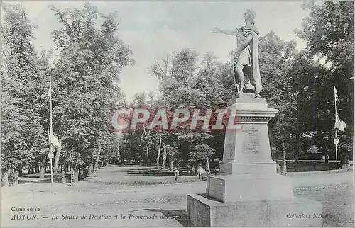 Cartes postales Autun La Statue de Deviliac et la Promenade