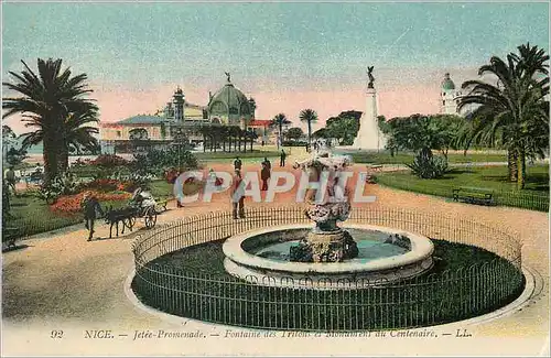 Cartes postales Nice Jelee Promenade Fontaine des Trilons et Monument du Centenaire Ane Donkey (animee)