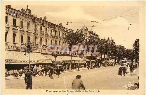 Cartes postales Toulouse Les Grands Cafes et les Boulevards Glacier Albrighy