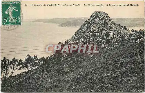 Cartes postales Environs de Plestin (Cotes du Nord) Le Grand Rocher et la Baie de Saitn Michel