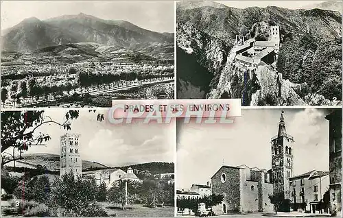 Moderne Karte Pyrenees Orientales Prades et ses environs Prades Vue generale Abbaye de St Martin du Canigou Ab