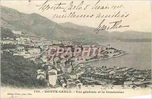 Cartes postales Monte Carlo Vue generale et la Condamine