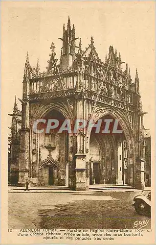Cartes postales Alencon (Orne) Porche de l'Eglise Notre Dame (XVe s) d'une grande richesse ornementale avec des
