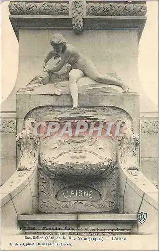 Cartes postales Reims Fontaine Sube de Andre Bas Relief (Cote de la Rue Saint Jacques) L'Aisne