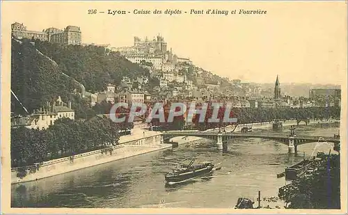 Ansichtskarte AK Lyon Caisse des depots Pont d'Ainay et Fourviere Bateau