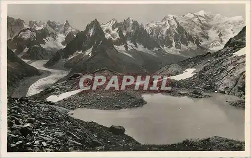 Moderne Karte Chamonix Le Lac Blanc et la Chaine du Mont Blanc