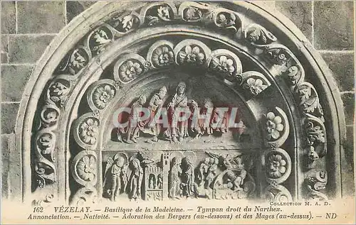Cartes postales Vezelay Basilique de la Madeleine Tympan droit du Narthex