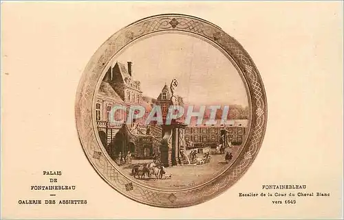 Ansichtskarte AK Palais de Fontainebleau Galerie des Assiettes Escalier de la cour du cheval blanc vers 1649