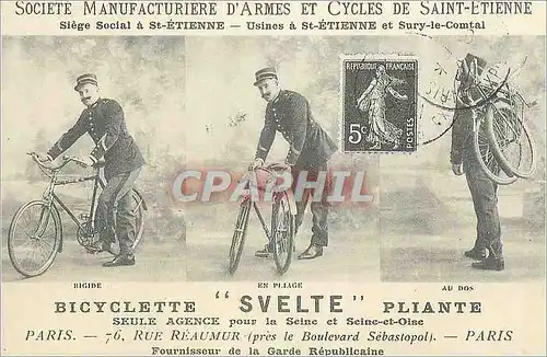 REPRO Societe Manufacture d'Armes et Cycles de Saint Etienne Bicyclette Svelte Pliante Velo Cycle