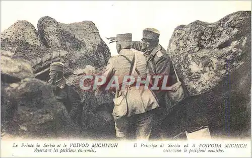 REPRO Le Prince de Serbie et le Voivod Michitch observant les positions ennemies Militaria
