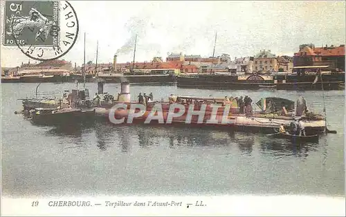 REPRO Cherbourg Torpilleur dans l'Avant Port Bateau  Militaria