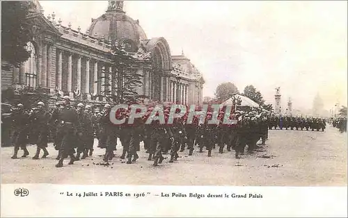 REPRO Le 14 Juillet a Paris en 1916 Les Poilus Belges devant le Grand Palais Militaria