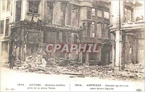 REPRO Anvers Maisons Brulees pres de la place Verte Militaria