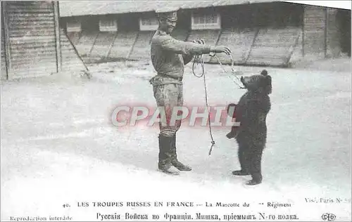 REPRO Les Troupes Russes en France La Mascotte du Regiment Ours Militaria