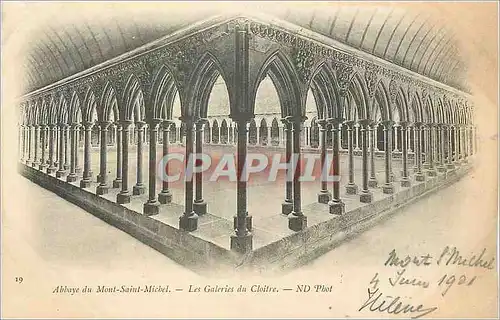 Cartes postales Abbaye du Mont Saint Michel Les Galeries du Cloitre (carte 1900)