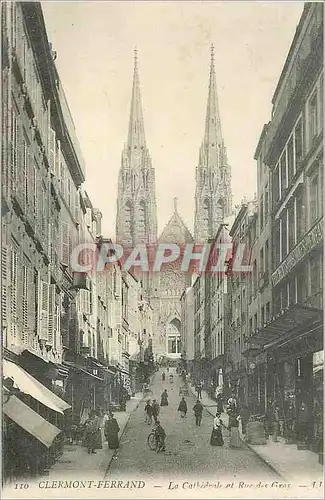 Cartes postales Clermont Ferrand La Cathedrale Rue de Gras
