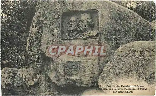 Cartes postales Foret de Fontainebleau Medaillon des Peintres Rousseau et Millet