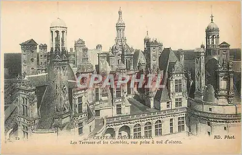 Cartes postales Chateau de Chambord Les Terrases et les Combles vue prise a vol d'Oiseau