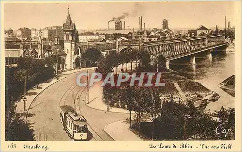 Ansichtskarte AK Strasbourg Les Ponts du Rhin Vue vers Kehl Tramway