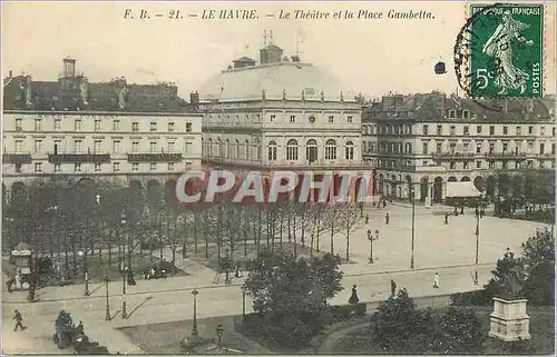 Cartes postales Le Havre Le Theatre et la Place Gambetta