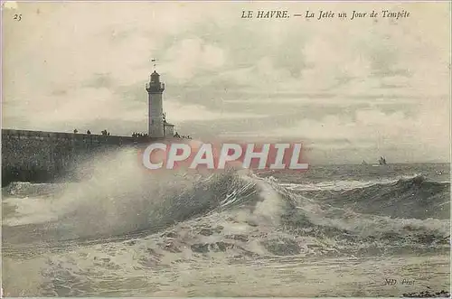 Ansichtskarte AK Le Havre La Jetee un Jour de Tempete Phare