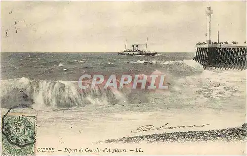 Ansichtskarte AK Dieppe Depart du Courrier d'Angleterre Bateau Phare