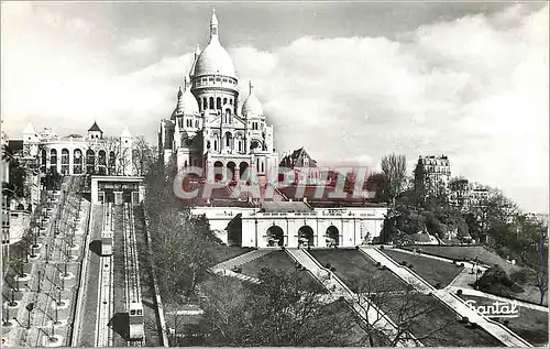 Cartes postales moderne Paris La Basilique du Sacre Coeur de Montmartre et son Funiculaire