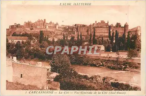 Ansichtskarte AK Carcassonne L'Aude Illustre La Cite Vue Generale de la Cite (Sud Ouest)