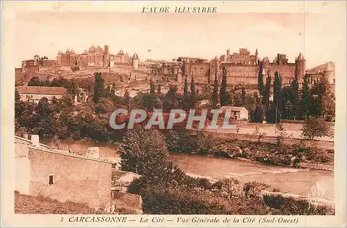 Cartes postales Carcassonne L'Aude Illustre La Cite Vue Generale de la Cite (Sud Ouest)