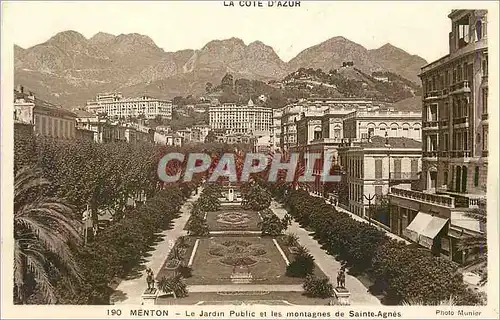 Ansichtskarte AK Menton La Cote d'Azur Le Jardin Public et les Montagnes de Sainte Agnes