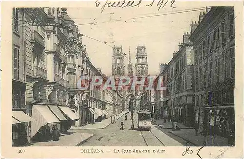 Cartes postales Orleans La Rue Jeanne d'Arc Tramway