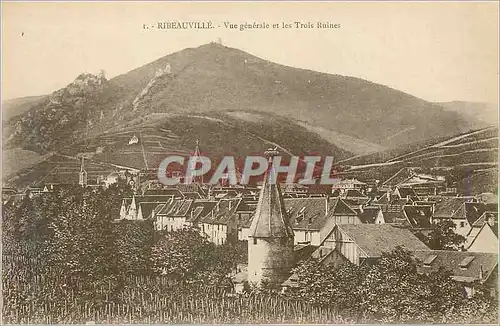 Ansichtskarte AK Ribeauville Vue Generale et les Trois Ruines
