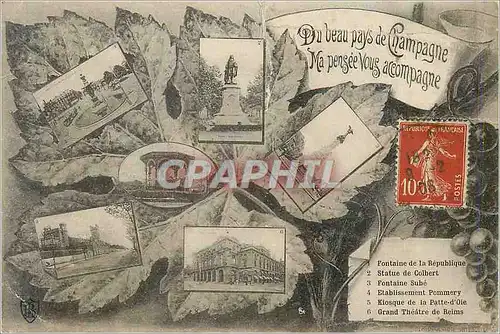 Cartes postales Du Beau Pays de Champagne ma Pensee vous Accompagne