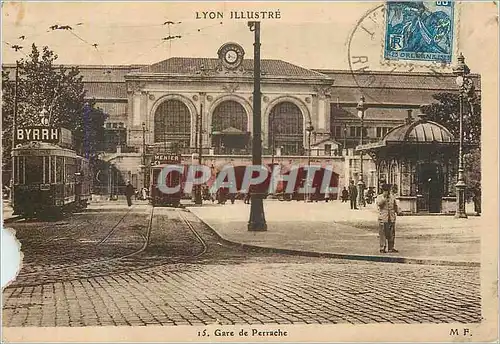 Ansichtskarte AK Lyon Illustre Gare de Perrache Tramway Byrrh