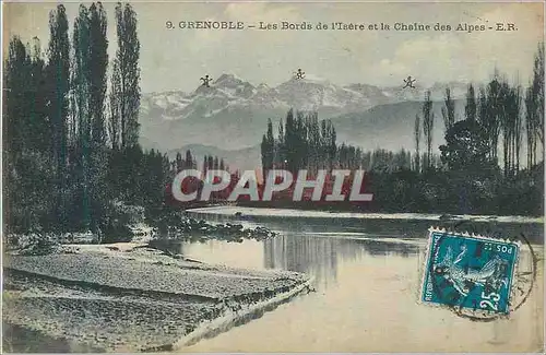 Cartes postales Grenoble les Bords de l'Isere et la Chaine des Alpes