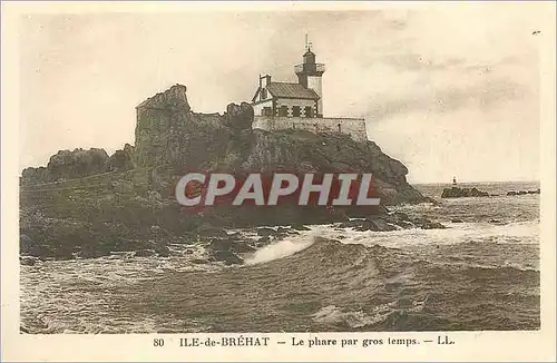 Cartes postales Ile de Brehat le Phare par Gros Temps